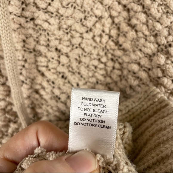 𝅺FAVLUX Women's Popcorn Hoodie Tan Oversized Sweater S - Picture 9 of 12